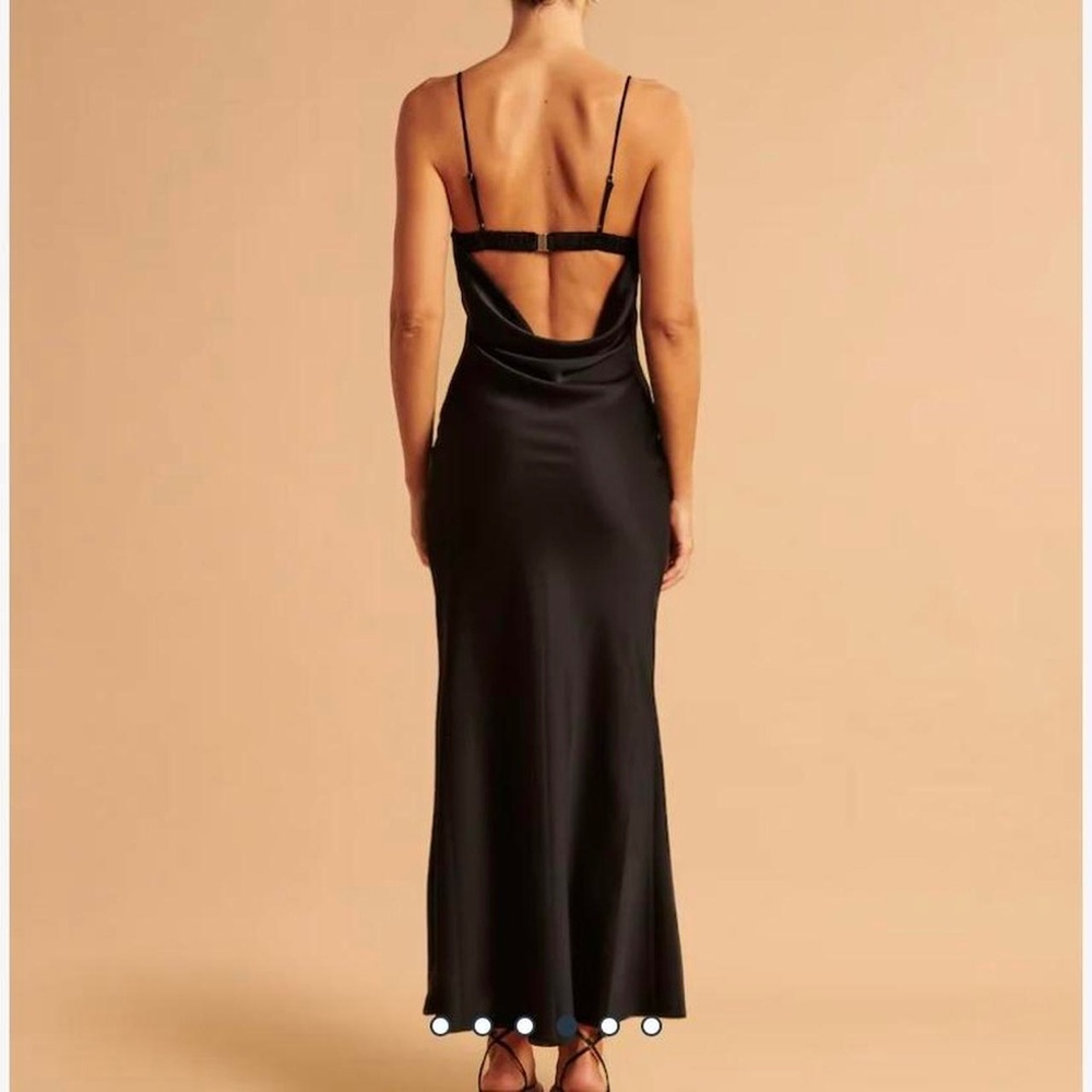 Abercrombie Elegant Black Satin Cowl Back Dress